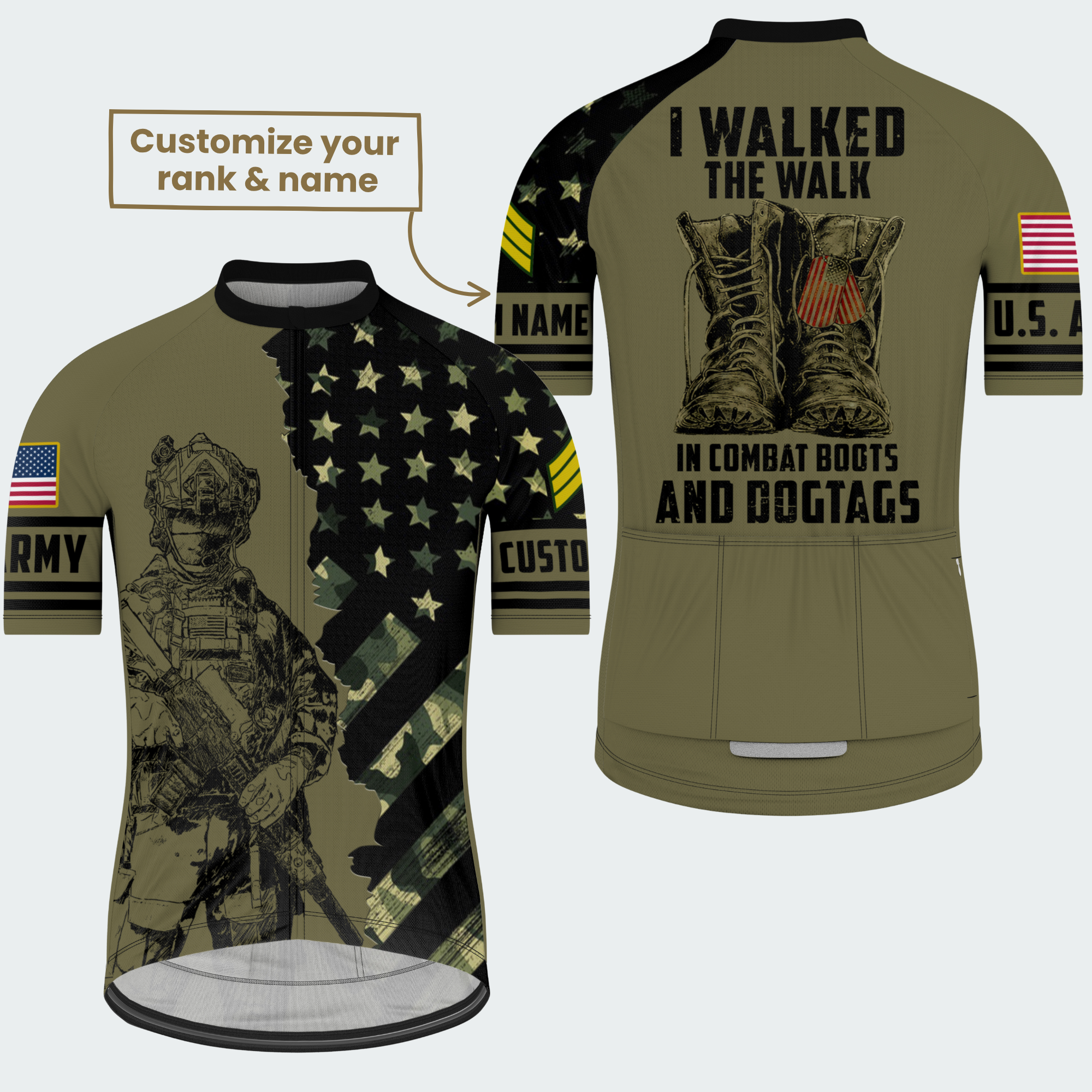 Men’s Personalized I Walked The Walk Army Veteran Cycling Jersey & Kit