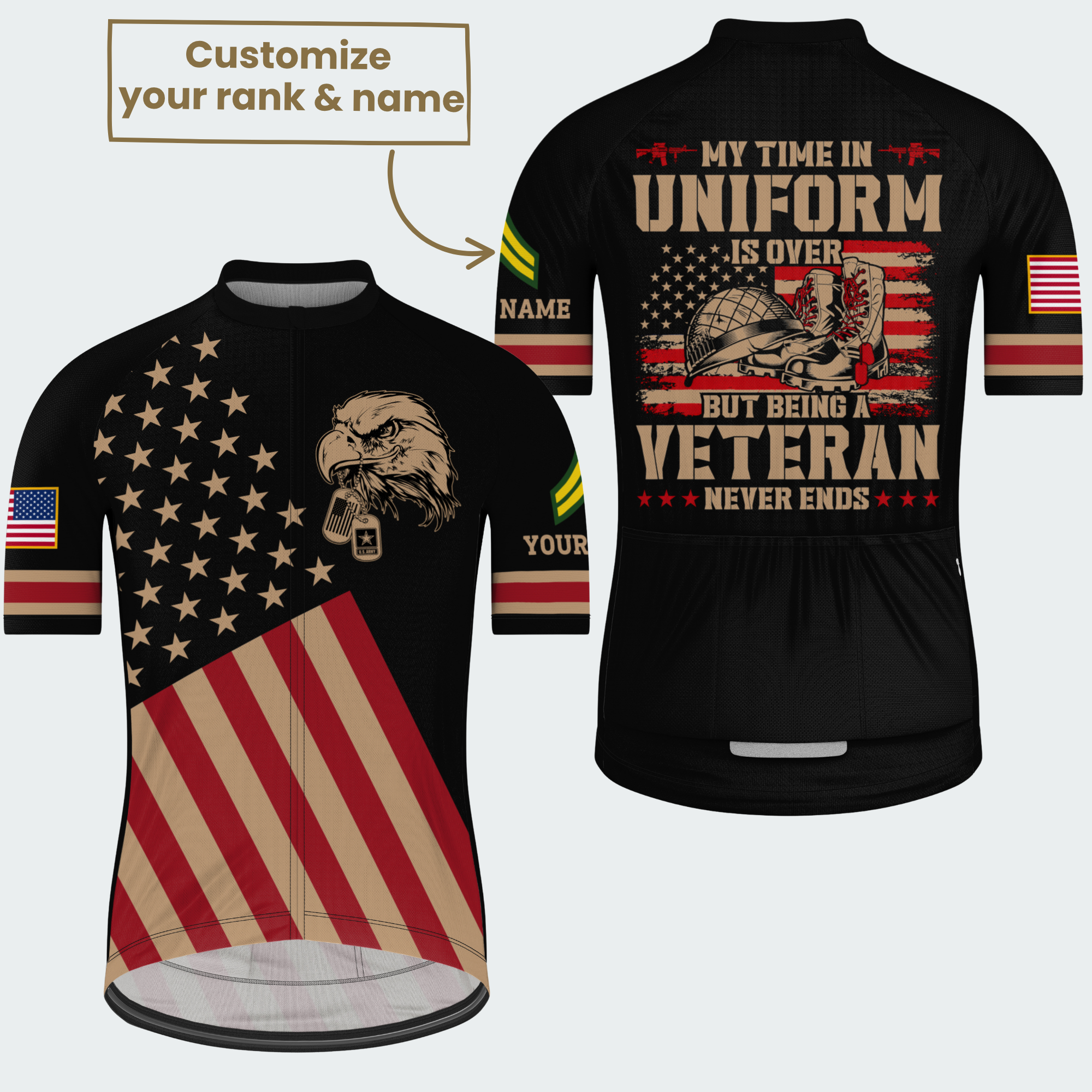 Men’s Personalized Veteran Never Ends Cycling Jersey & Kit