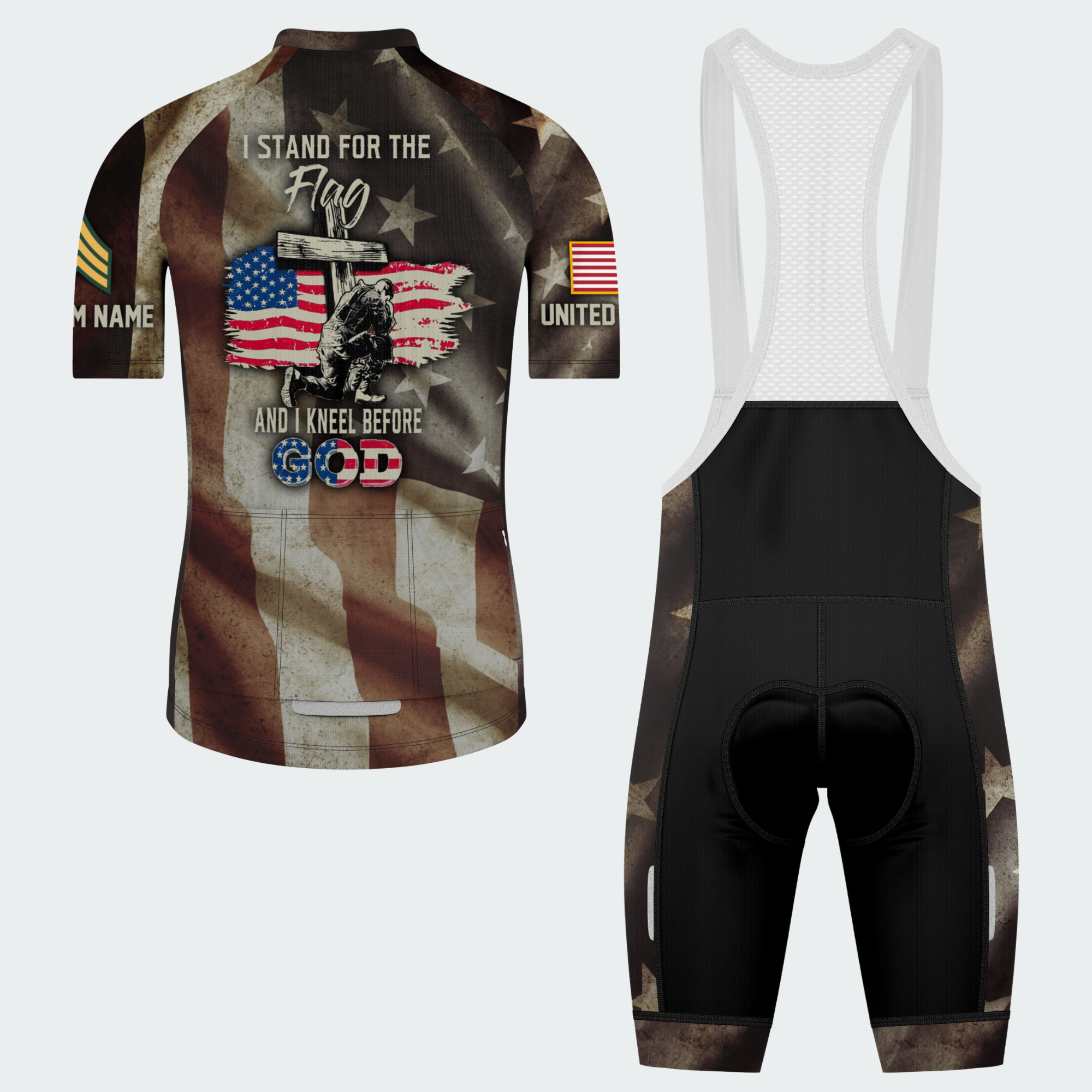 Men’s I Stand For The Flag Patriotic Veteran Cycling Jersey & Kit