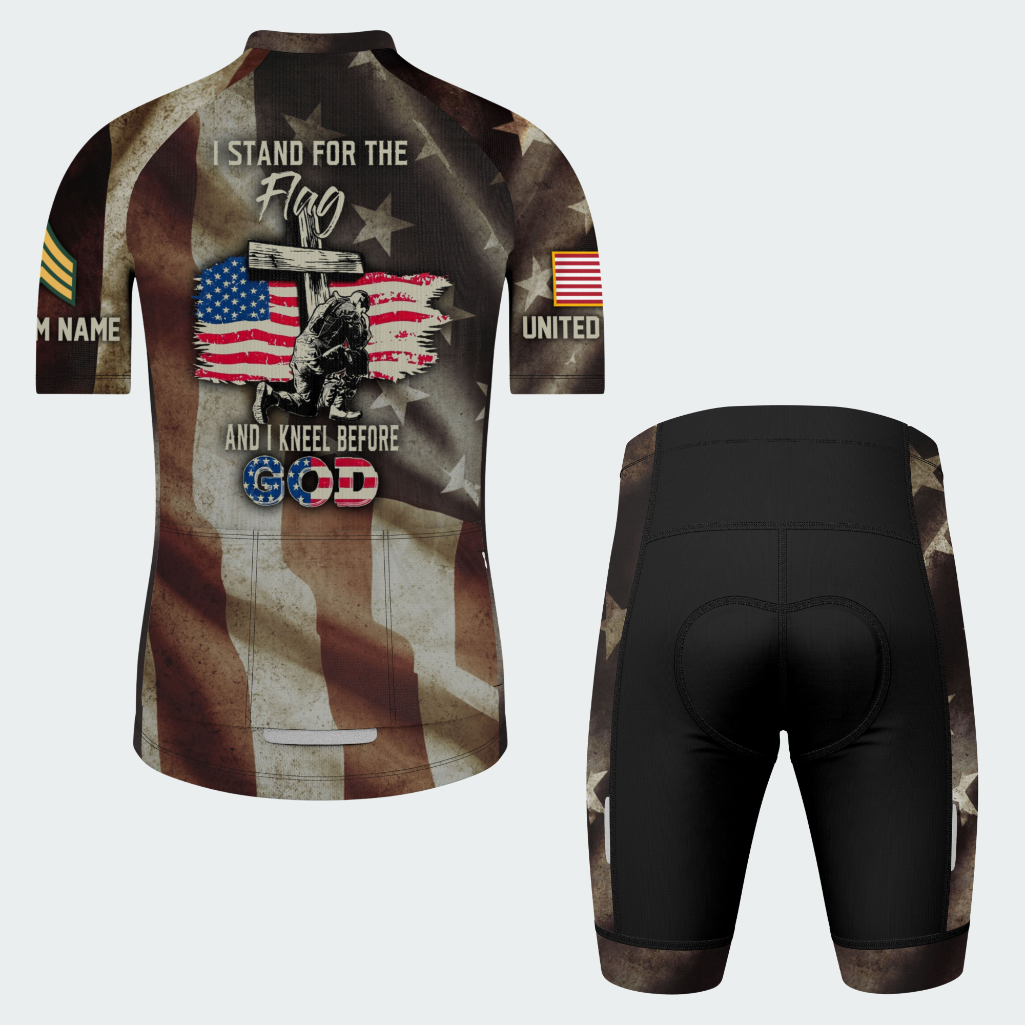 Men’s I Stand For The Flag Patriotic Veteran Cycling Jersey & Kit
