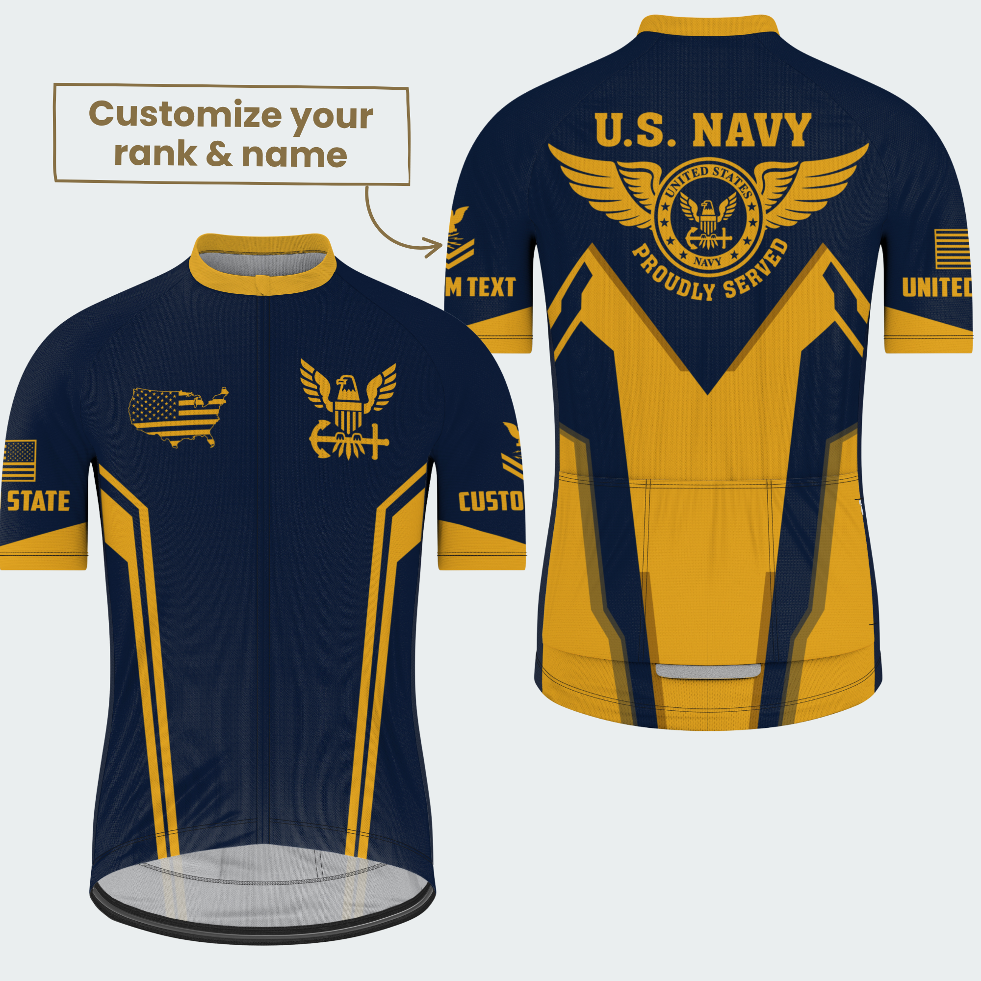 Men’s Personalized U.S. Navy Proudly Served Cycling Jersey & Kit