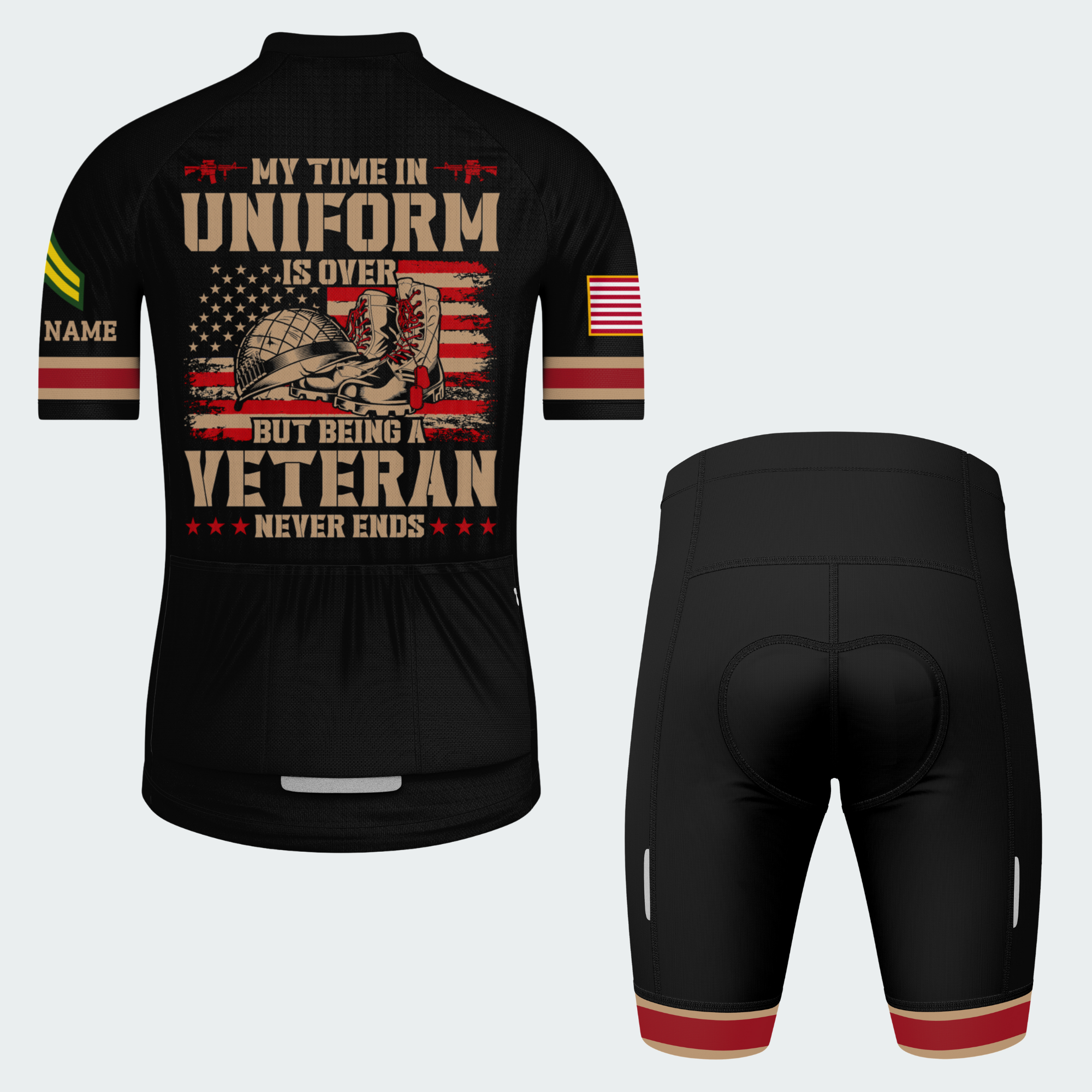 Men’s Personalized Veteran Never Ends Cycling Jersey & Kit