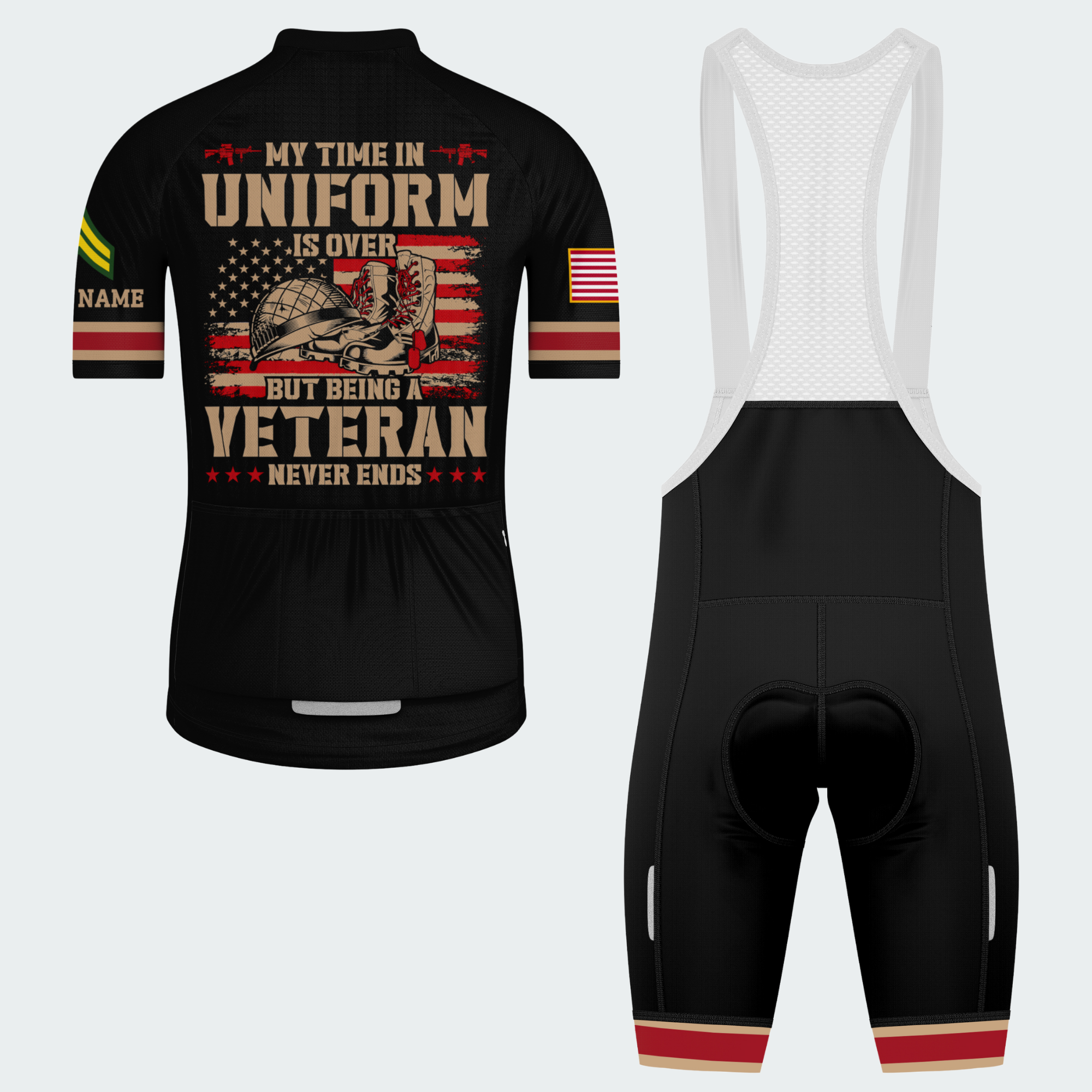 Men’s Personalized Veteran Never Ends Cycling Jersey & Kit