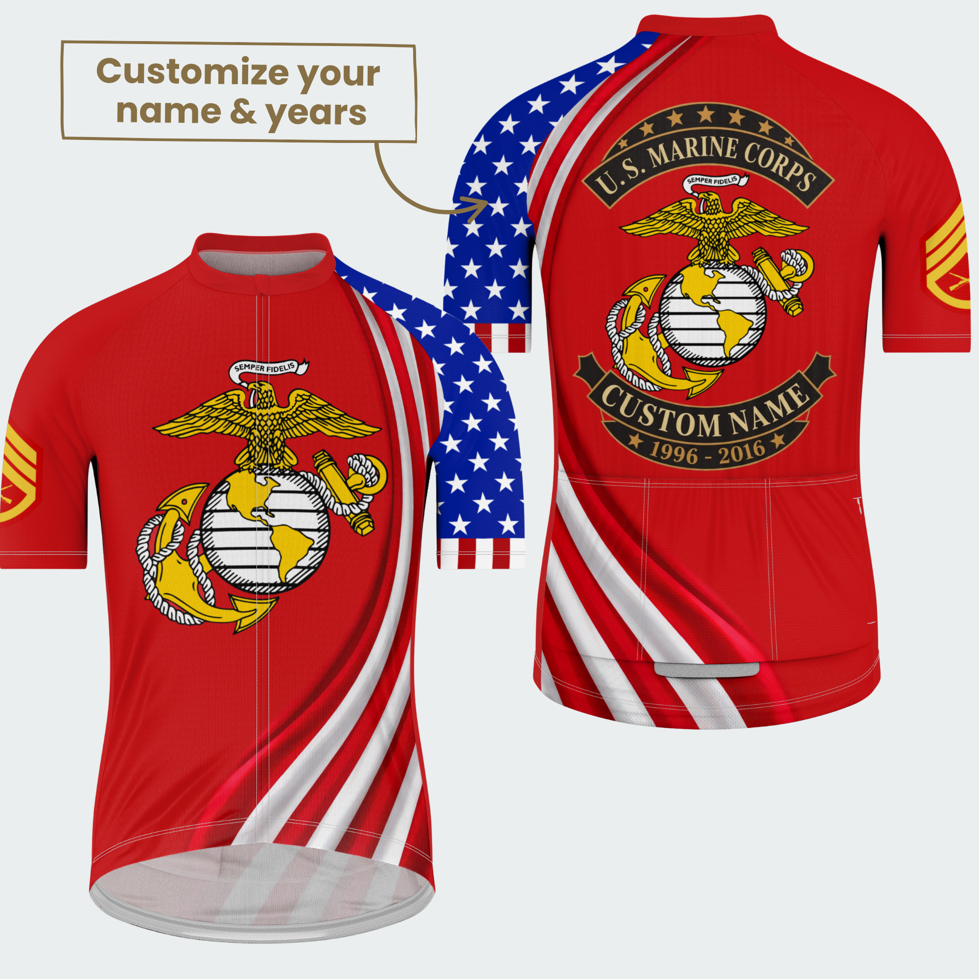 Men’s Personalized U.S. Marine Corps Veteran Cycling Jersey & Kit