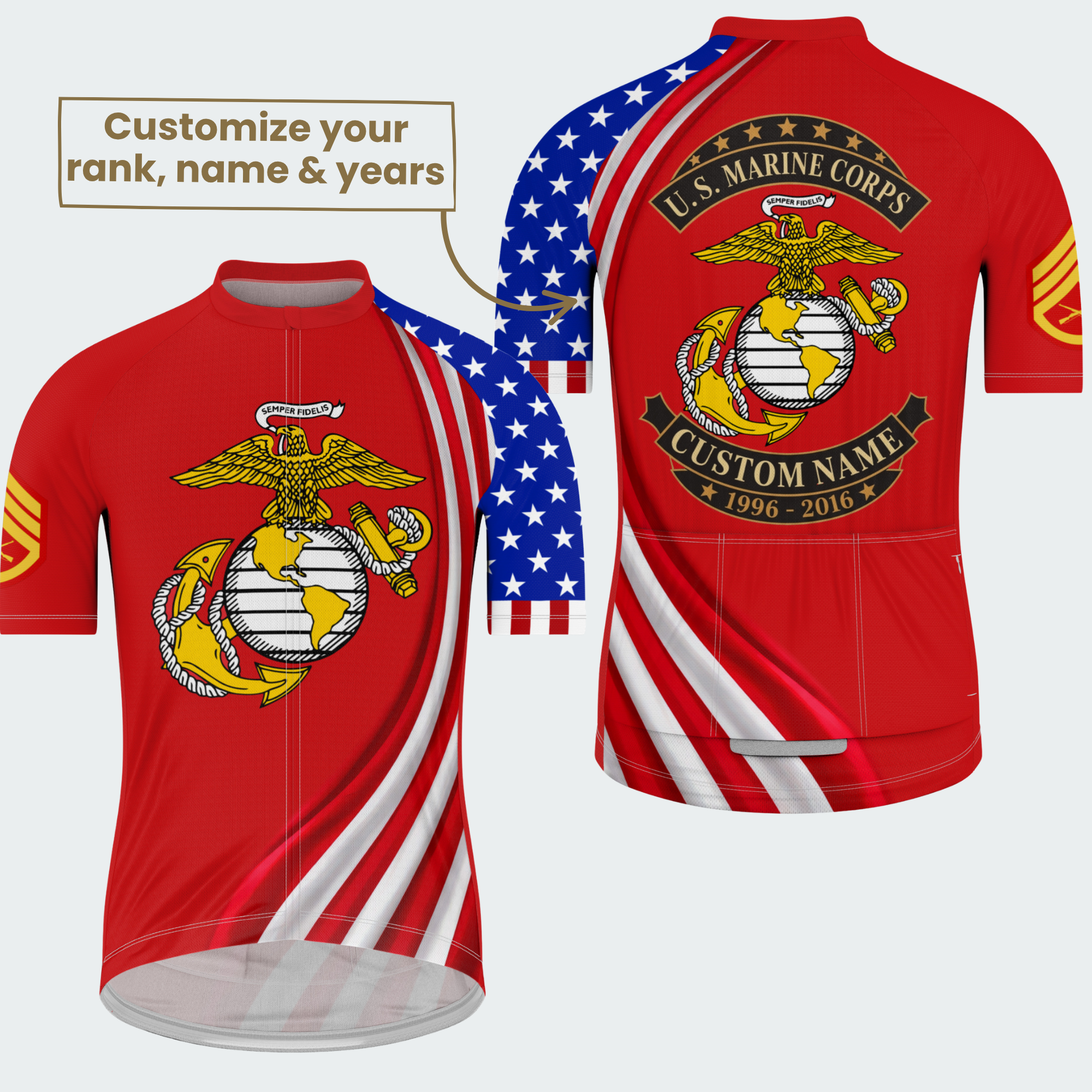 Men’s Personalized U.S. Marine Corps Veteran Cycling Jersey & Kit