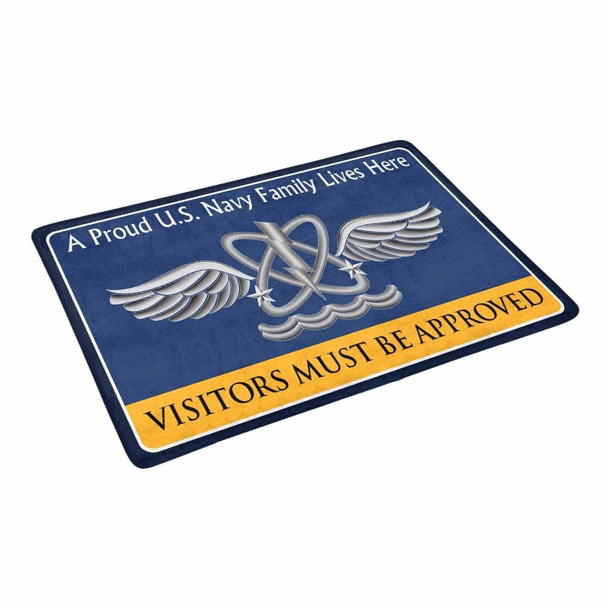 U.S Navy Naval aircrewman Navy AW Family Doormat - Visitors must be approved (23,6 inches x 15,7 inches)-Doormat-Navy-Rate-Veterans Nation