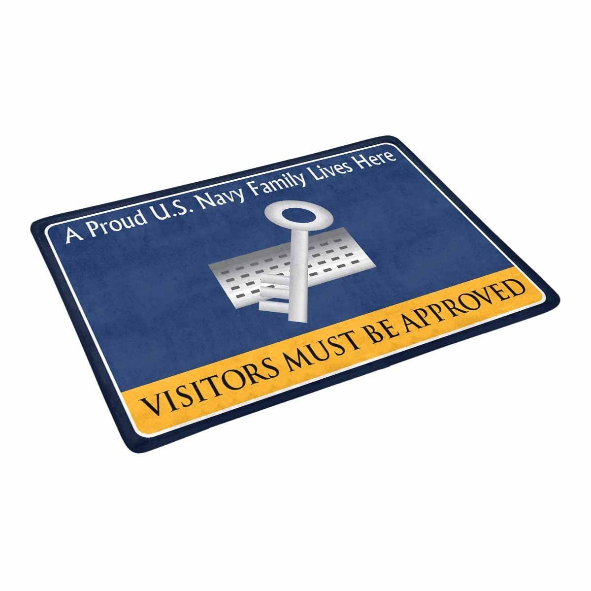 Navy Disbursing Clerk Navy DK Family Doormat - Visitors must be approved (23,6 inches x 15,7 inches)-Doormat-Navy-Rate-Veterans Nation