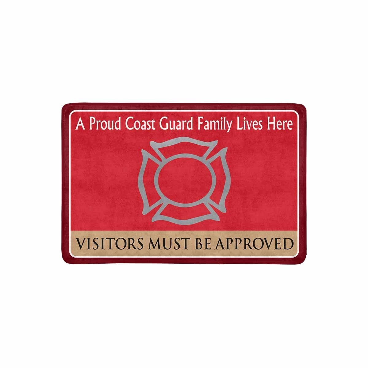 US Coast Guard Fire and Safety Specialist FF Logo Family Doormat - Visitors must be approved (23.6 inches x 15.7 inches)-Doormat-USCG-Rate-Veterans Nation