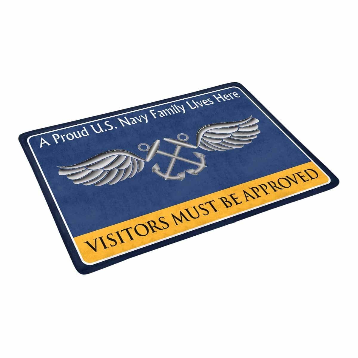 U.S Navy Aviation Boatswain's Mate Navy AB Family Doormat - Visitors must be approved (23,6 inches x 15,7 inches)-Doormat-Navy-Rate-Veterans Nation