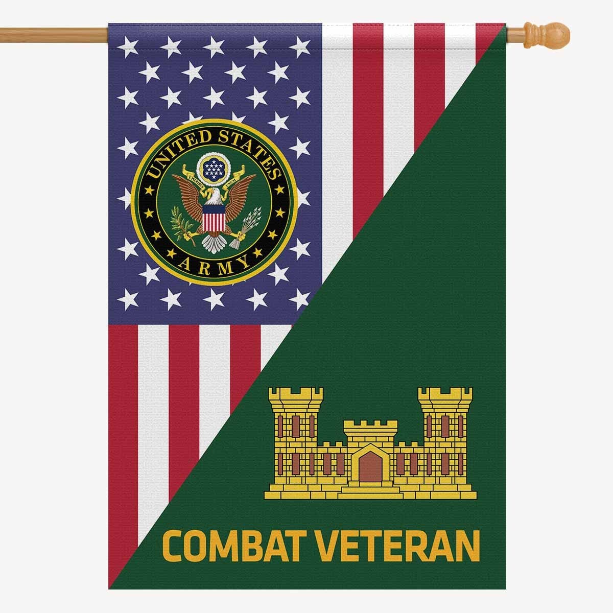 US Army Corps of Engineers Combat Veteran House Flag 28 inches x 40 inches Twin-Side Printing-HouseFlag-Army-Branch-Veterans Nation