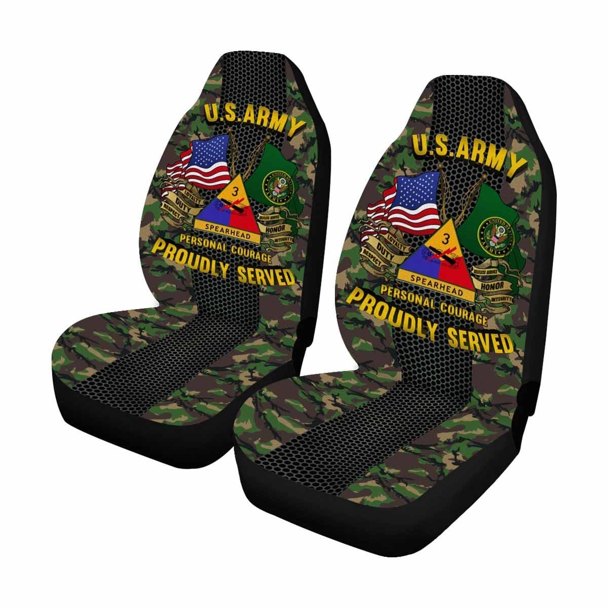 US Army 3rd Armored Division Car Seat Covers (Set of 2)-SeatCovers-Army-CSIB-Veterans Nation