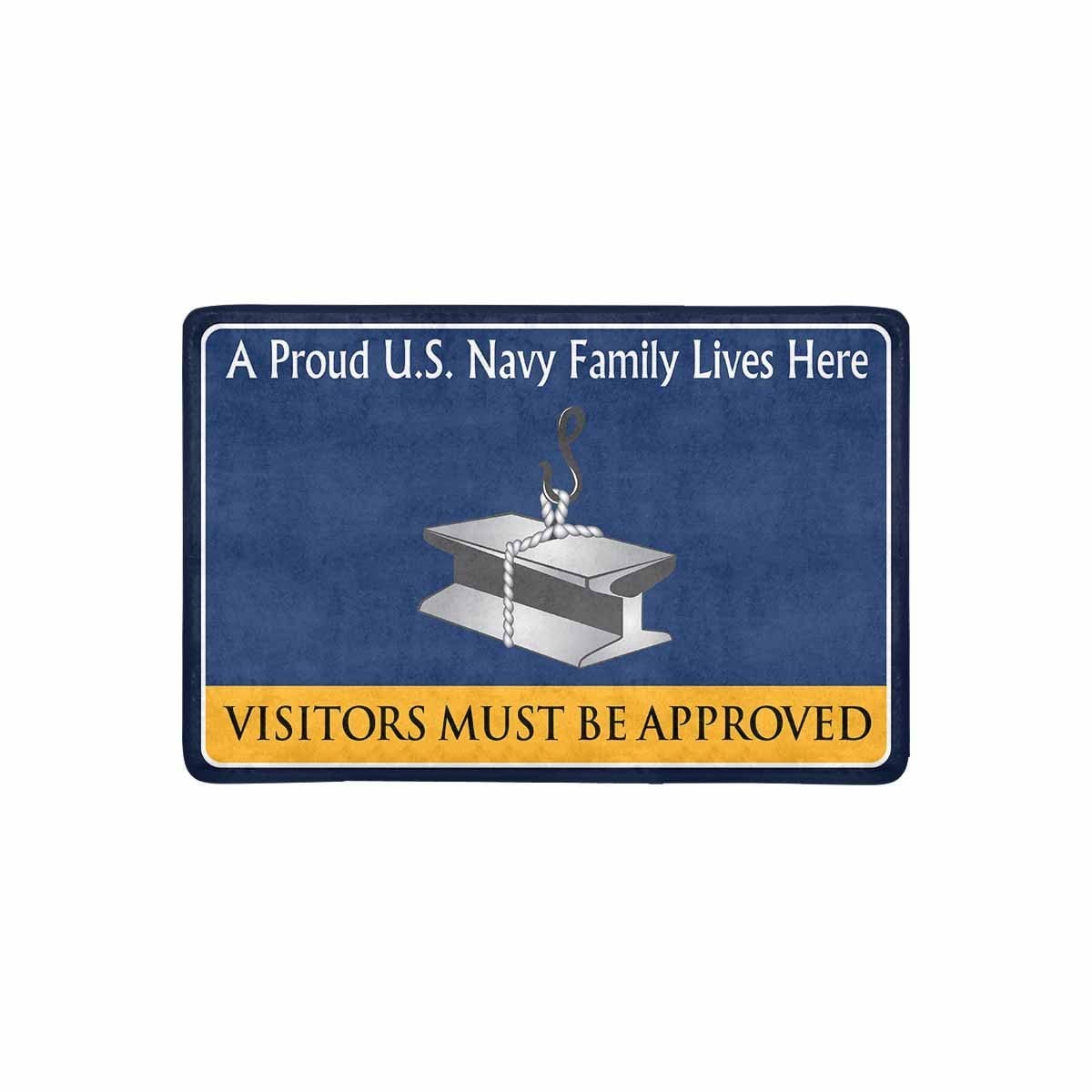 U.S Navy Steelworker Navy SW Family Doormat - Visitors must be approved (23,6 inches x 15,7 inches)-Doormat-Navy-Rate-Veterans Nation