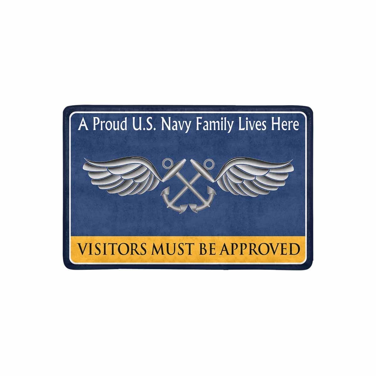 U.S Navy Aviation Boatswain's Mate Navy AB Family Doormat - Visitors must be approved (23,6 inches x 15,7 inches)-Doormat-Navy-Rate-Veterans Nation