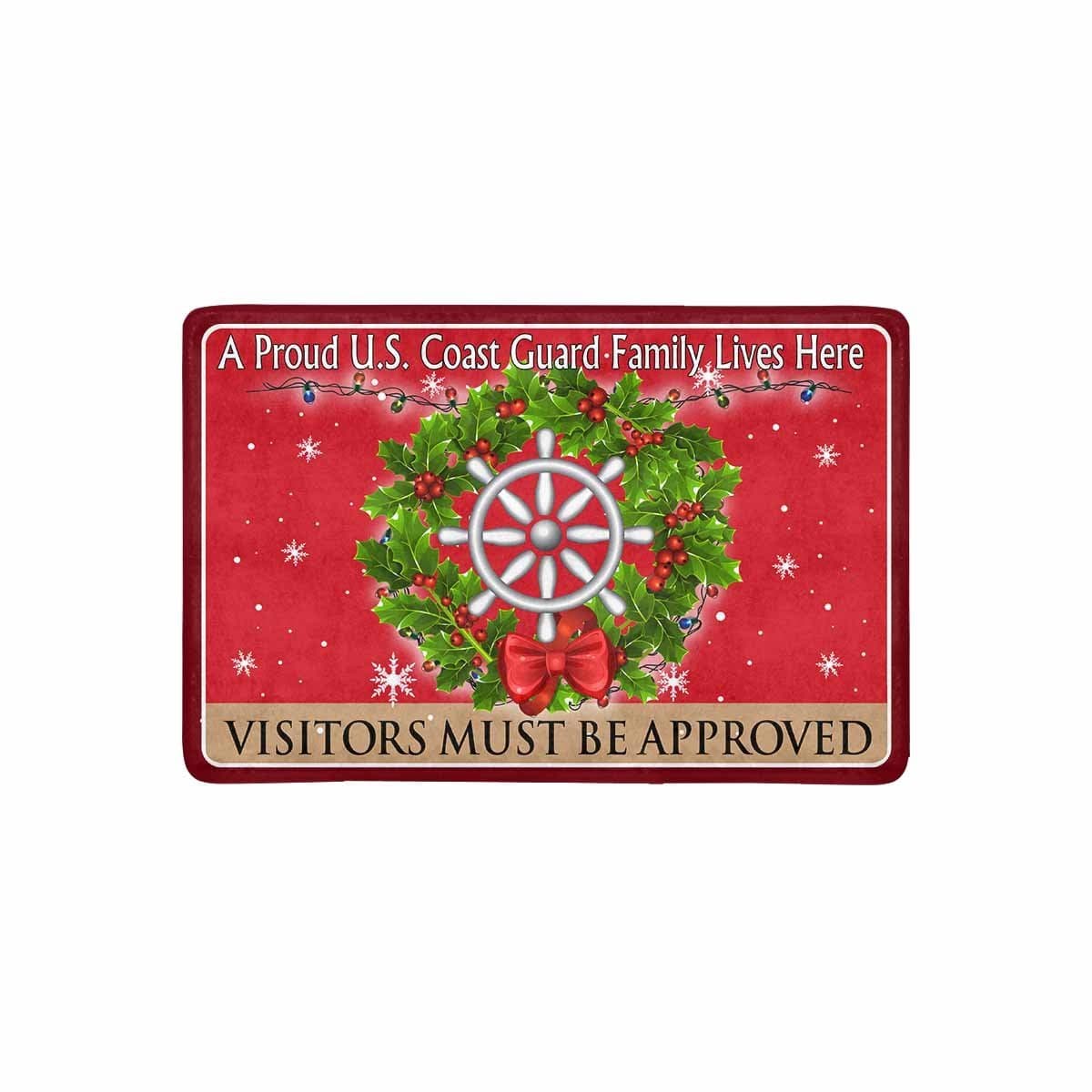 US Coast Guard Quartermaster QM Logo - Visitors must be approved Christmas Doormat-Doormat-USCG-Rate-Veterans Nation
