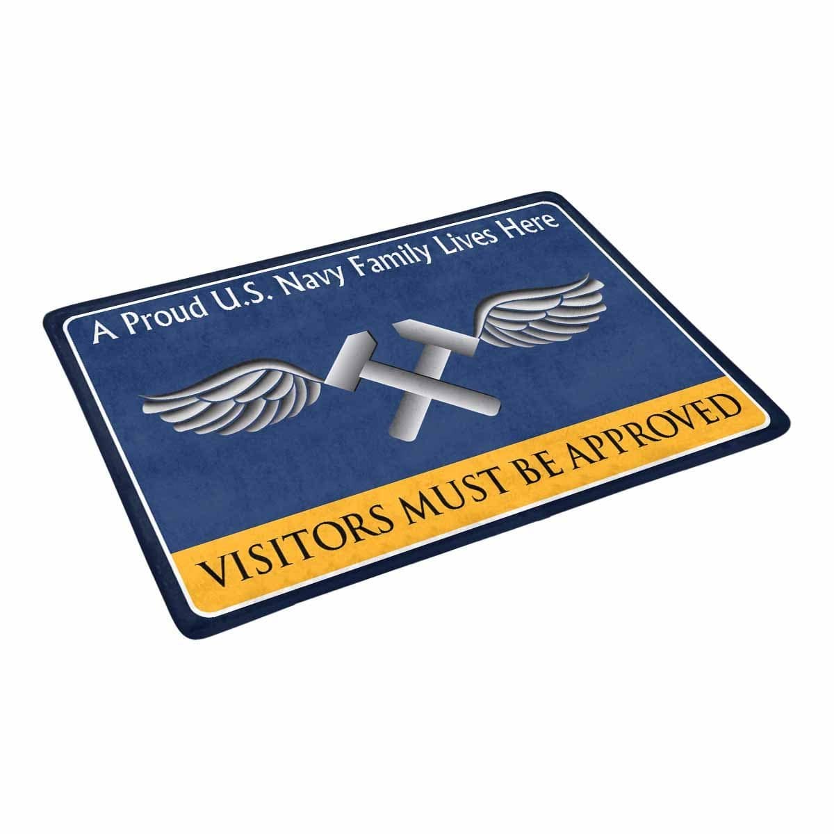 Navy Aviation Structural Mechanic Navy AM Family Doormat - Visitors must be approved (23,6 inches x 15,7 inches)-Doormat-Navy-Rate-Veterans Nation