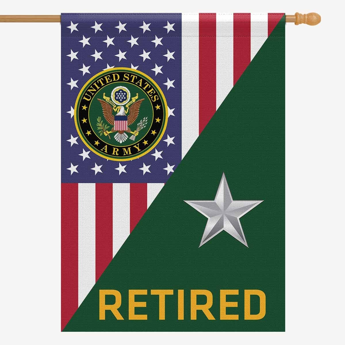US Army O-7 Brigadier General O7 BG Retired House Flag 28 Inch x 40 Inch 2-Side Printing-HouseFlag-Army-Ranks-Veterans Nation