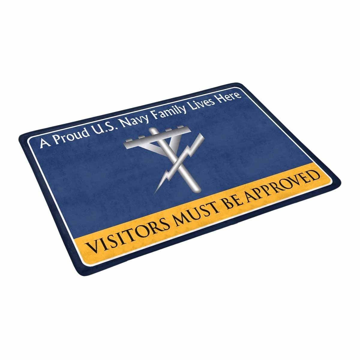 Navy Construction Electrician Navy CE Family Doormat - Visitors must be approved (23,6 inches x 15,7 inches)-Doormat-Navy-Rate-Veterans Nation