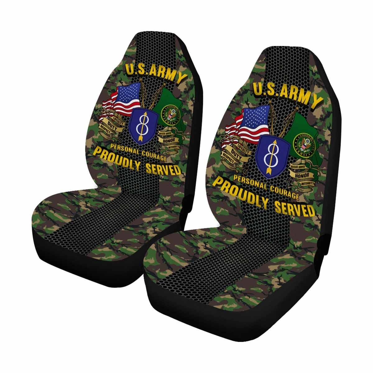 US Army 8th Infantry Division Car Seat Covers (Set of 2)-SeatCovers-Army-CSIB-Veterans Nation