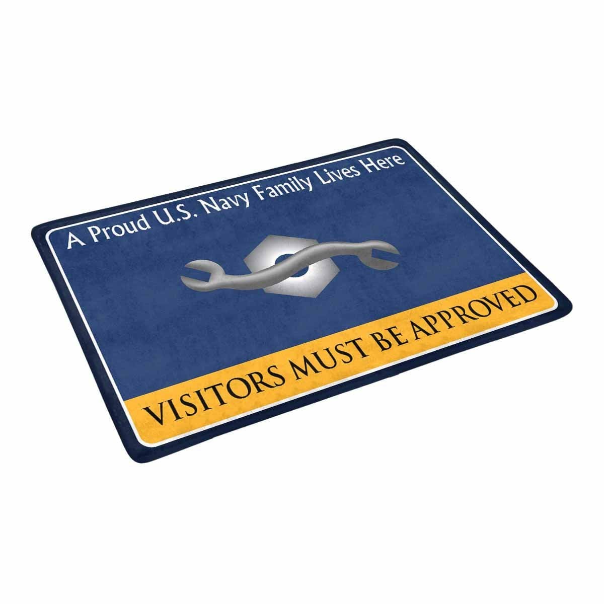 Navy Construction Mechanic Navy CM Family Doormat - Visitors must be approved (23,6 inches x 15,7 inches)-Doormat-Navy-Rate-Veterans Nation