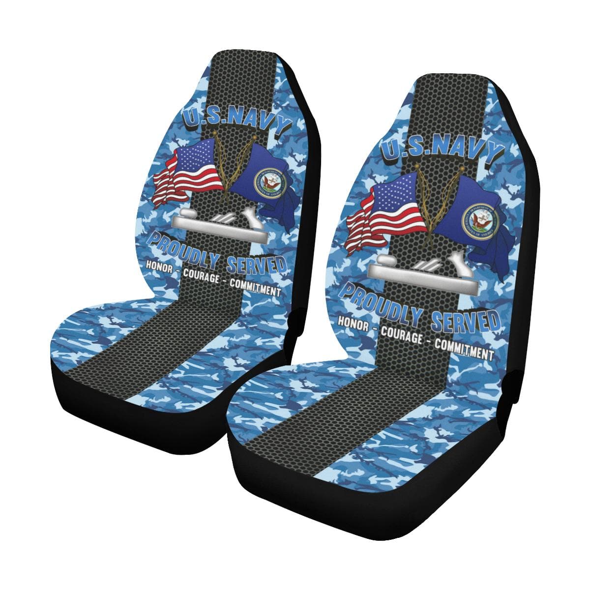 Navy Patternmaker Navy PM Car Seat Covers (Set of 2)-SeatCovers-Navy-Rate-Veterans Nation