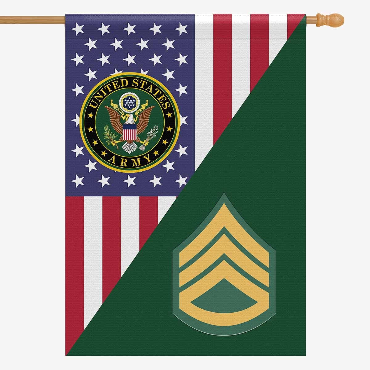 US Army E-6 Staff Sergeant E6 SSG House Flag 28 Inch x 40 Inch 2-Side Printing-HouseFlag-Army-Ranks-Veterans Nation