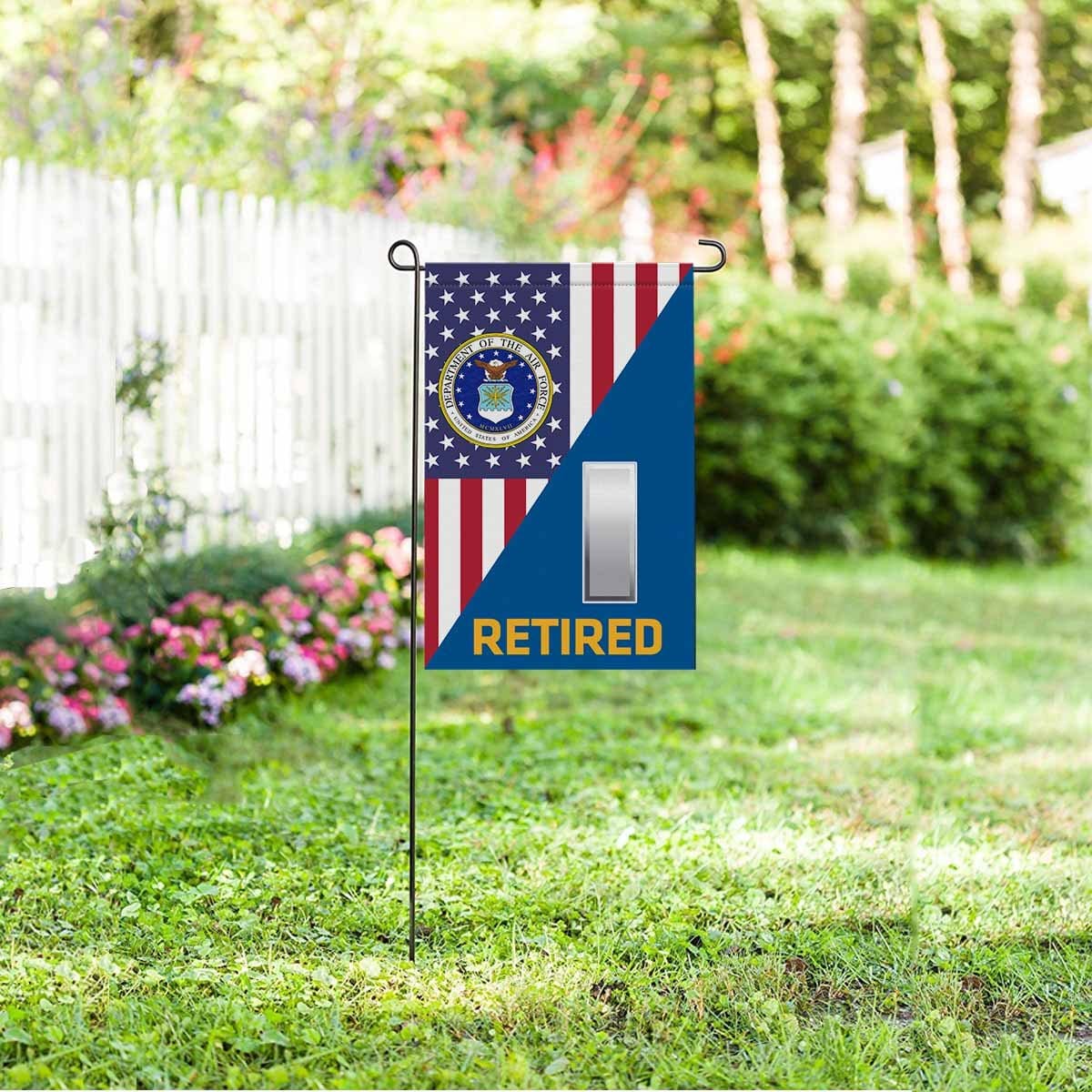 US Air Force O-2 First Lieutenant 1st L O2 Commissioned Officer Retired Garden Flag/Yard Flag 12 inches x 18 inches Twin-Side Printing-GDFlag-USAF-Ranks-Veterans Nation