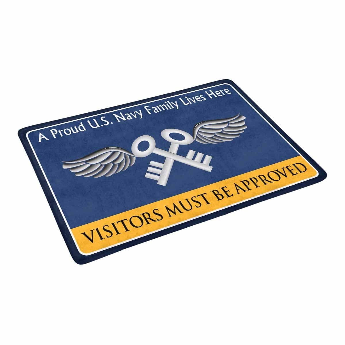 Navy Aviation Storekeeper Navy AK Family Doormat - Visitors must be approved (23,6 inches x 15,7 inches)-Doormat-Navy-Rate-Veterans Nation