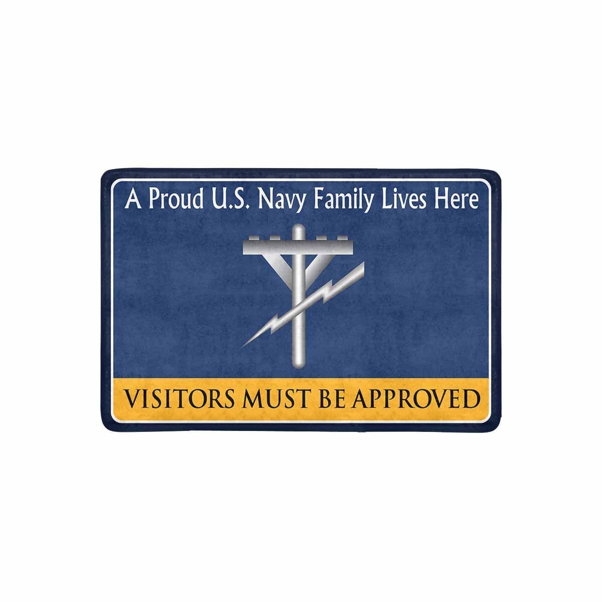 Navy Construction Electrician Navy CE Family Doormat - Visitors must be approved (23,6 inches x 15,7 inches)-Doormat-Navy-Rate-Veterans Nation