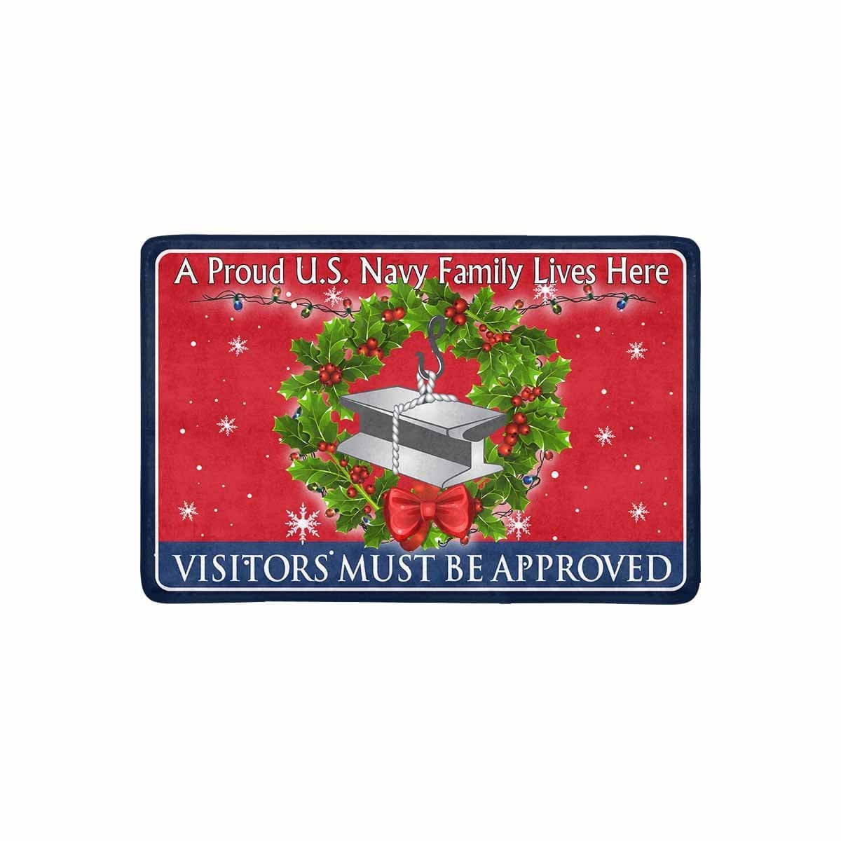 Navy Steelworker Navy SW - Visitors must be approved - Christmas Doormat-Doormat-Navy-Rate-Veterans Nation