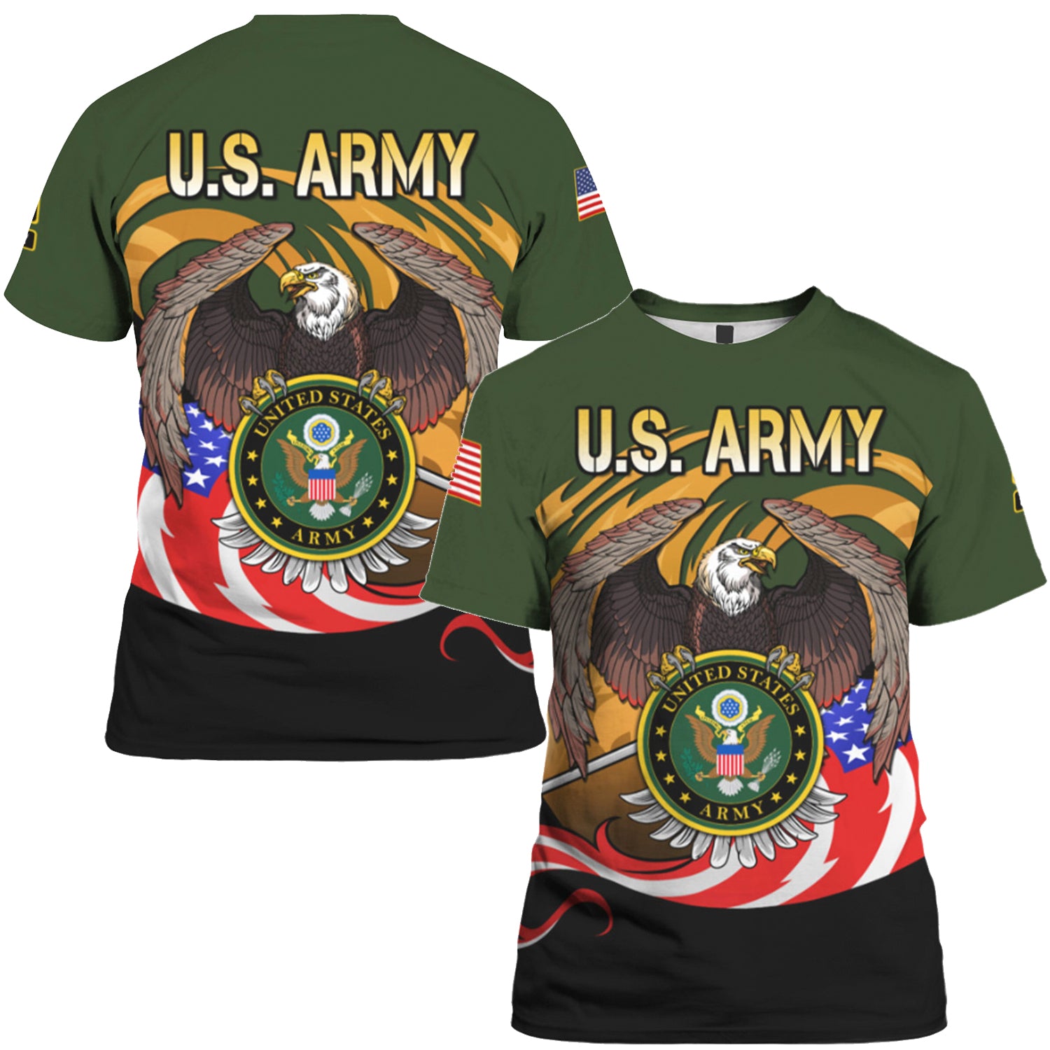 US Military Logo American Eagle 3D All Over Prints Tshirt-Full Printed Apparel-Veterans Nation