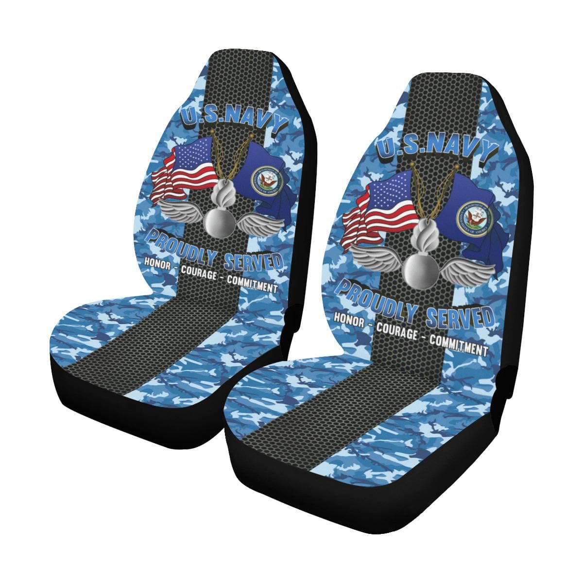 Navy Aviation Ordnanceman Navy AO Car Seat Covers (Set of 2)-SeatCovers-Navy-Rate-Veterans Nation