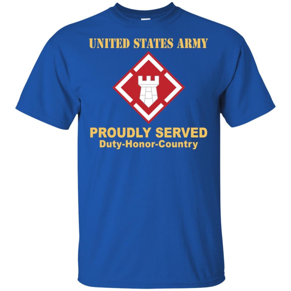 US ARMY 20TH ENGINEER BRIGADE WITH AIRBORNE TAB- Proudly Served T-Shirt On Front For Men-TShirt-Army-Veterans Nation