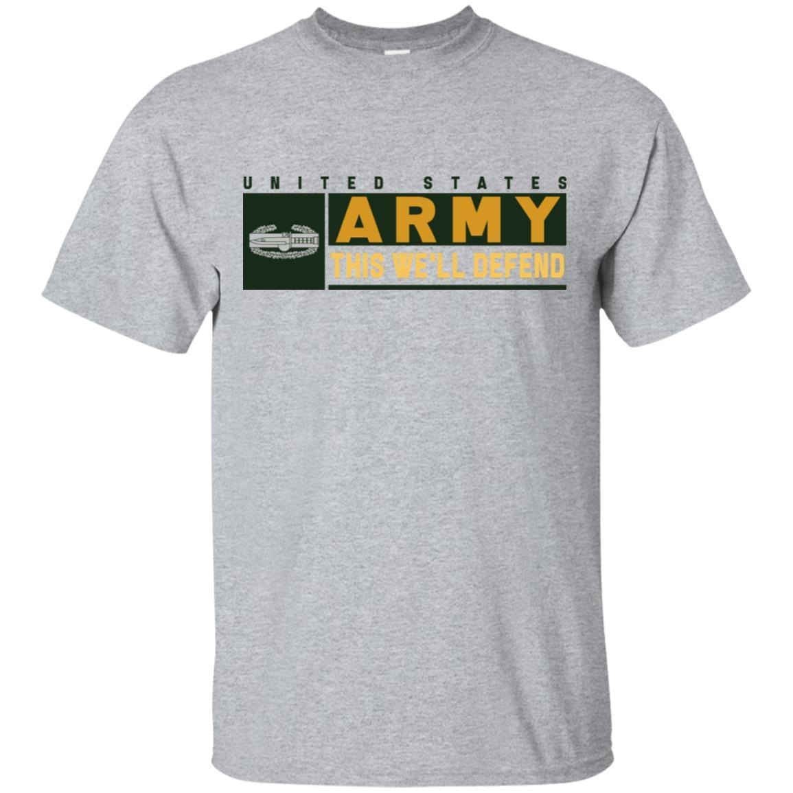 US Army Combat Action Badge- This We'll Defend T-Shirt On Front For Men-TShirt-Army-Veterans Nation