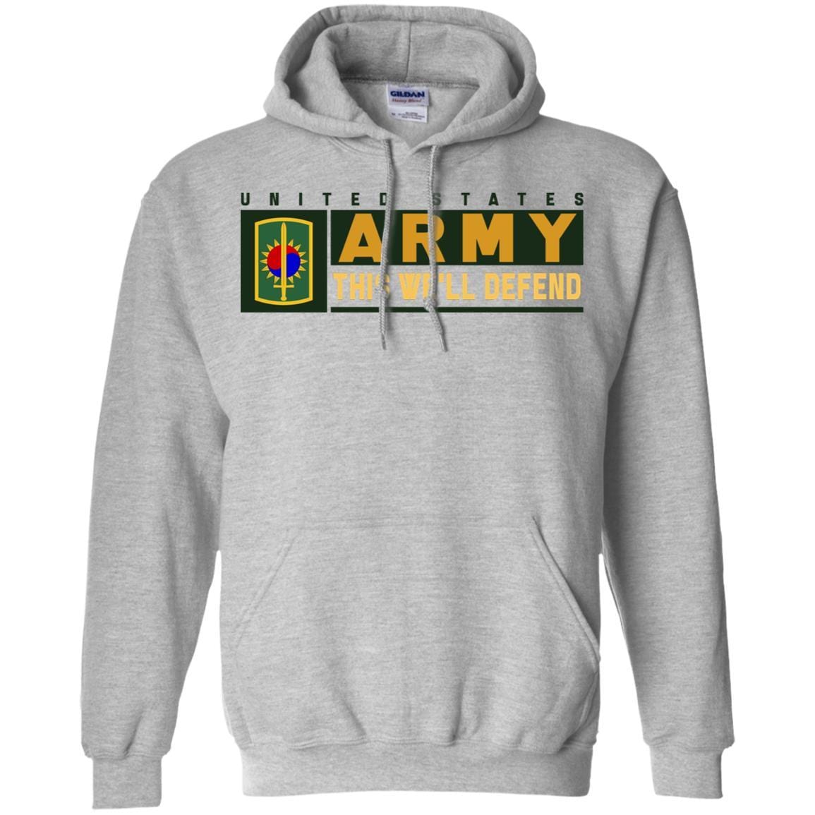 US Army 8TH MILITARY POLICE BRIGADE- This We'll Defend T-Shirt On Front For Men-TShirt-Army-Veterans Nation
