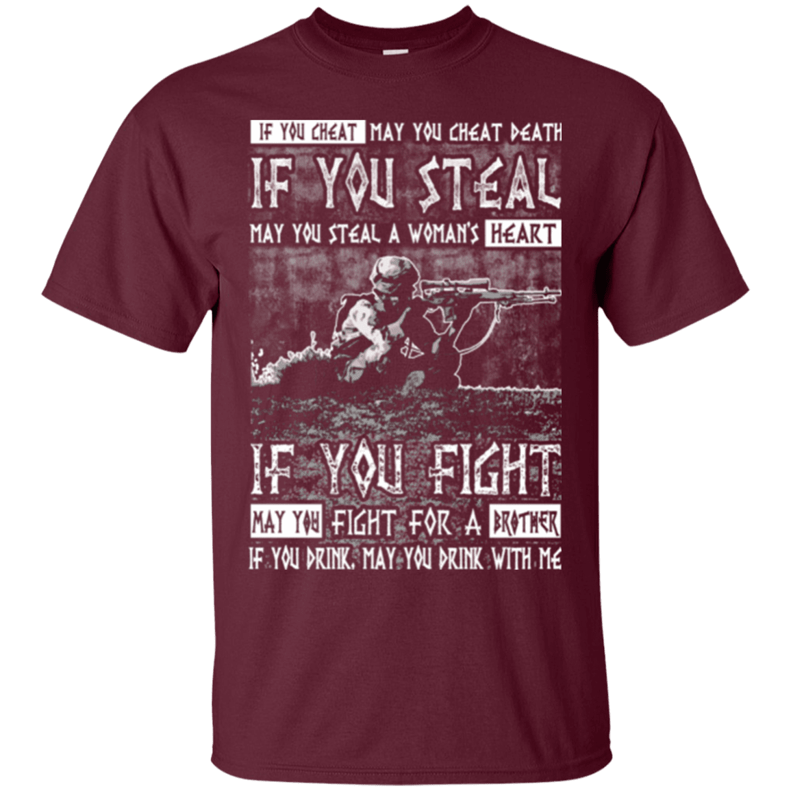 Military T-Shirt "Fight For a Brother, Drink With Me"-TShirt-General-Veterans Nation