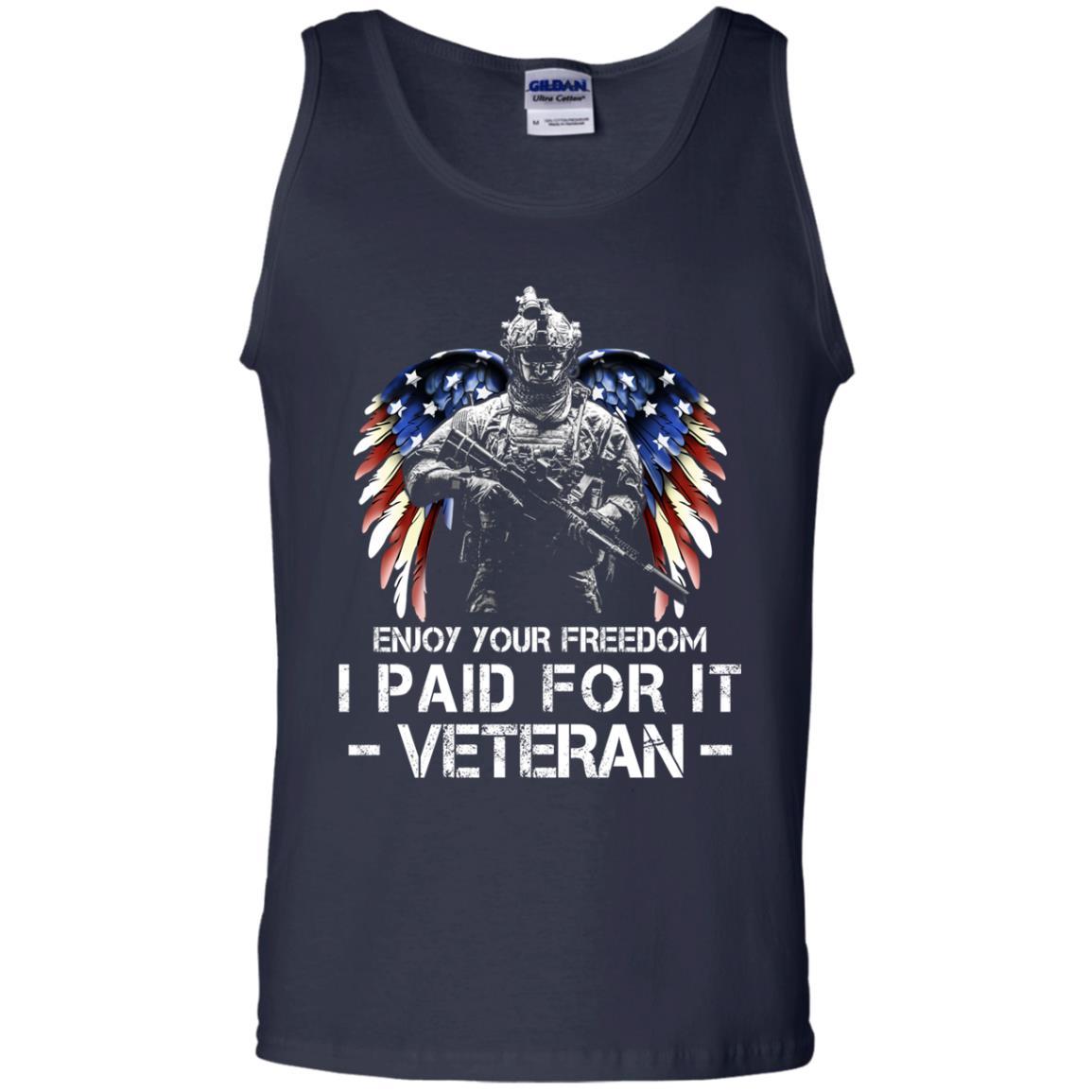 Military T-Shirt "Enjoy Your Freedom - I Paid For It Veteran Men On" Front-TShirt-General-Veterans Nation