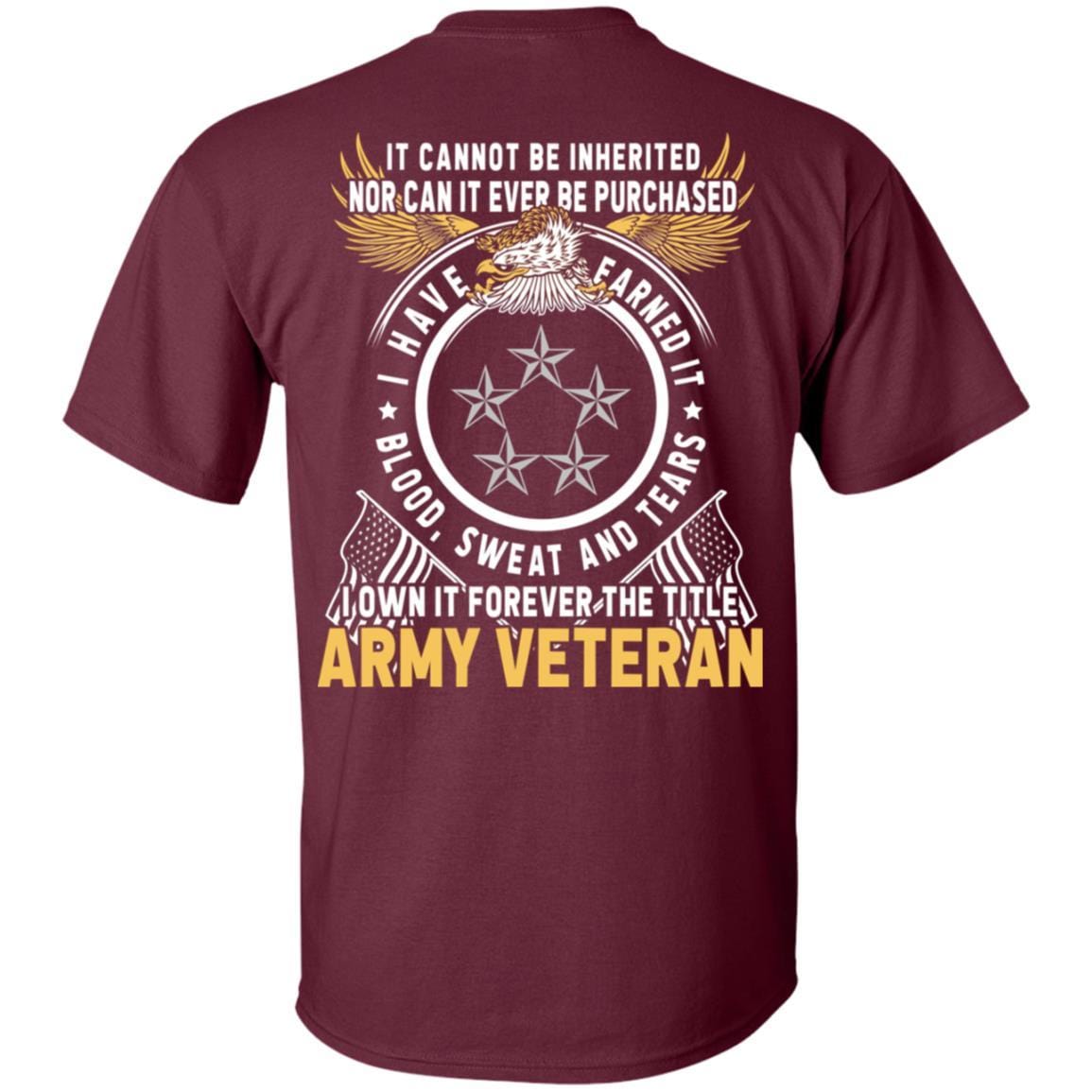US Army O-10 General of the Army O10 GA General Officer Ranks T-Shirt For Men On Back-TShirt-Army-Veterans Nation