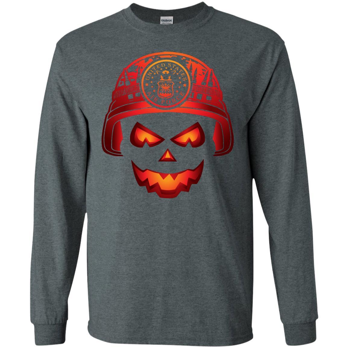 US Air Force Skull Halloween Men T Shirt On Front-TShirt-USAF-Veterans Nation