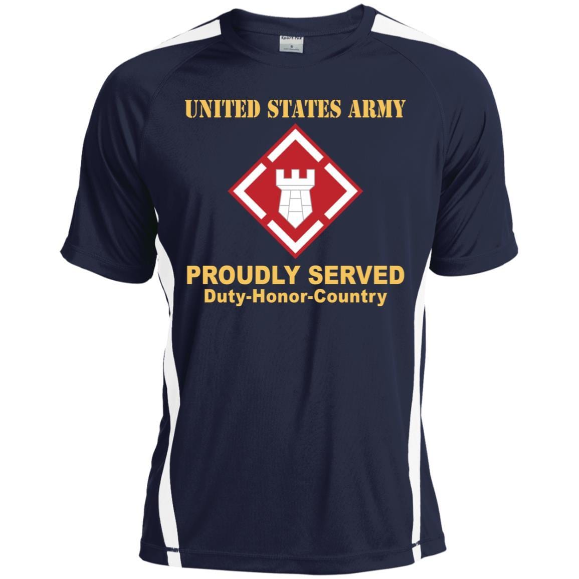 US ARMY 20TH ENGINEER BRIGADE WITH AIRBORNE TAB- Proudly Served T-Shirt On Front For Men-TShirt-Army-Veterans Nation