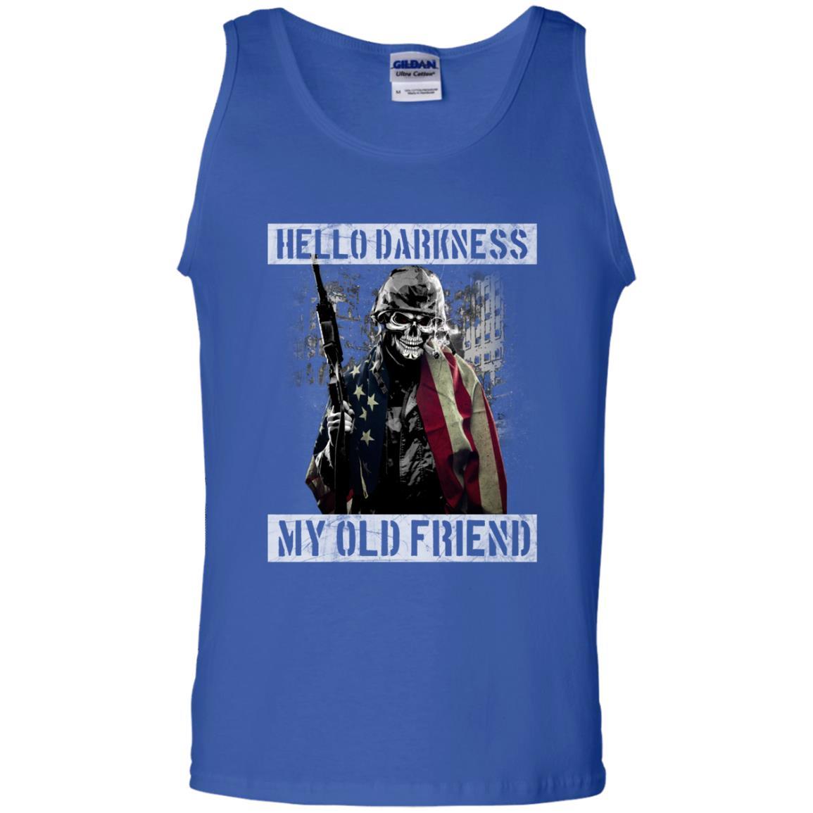 Military T-Shirt "Hello Darkness - My Old Friend Men On" Front-TShirt-General-Veterans Nation