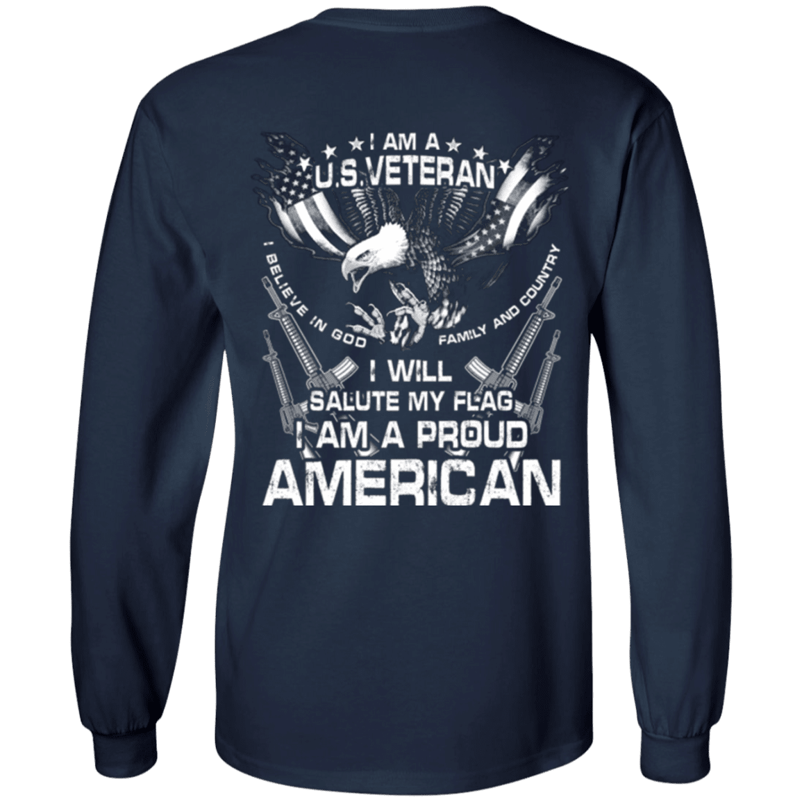 Military T-Shirt "Veteran - I Will Salute My Flag Proud American"-TShirt-General-Veterans Nation