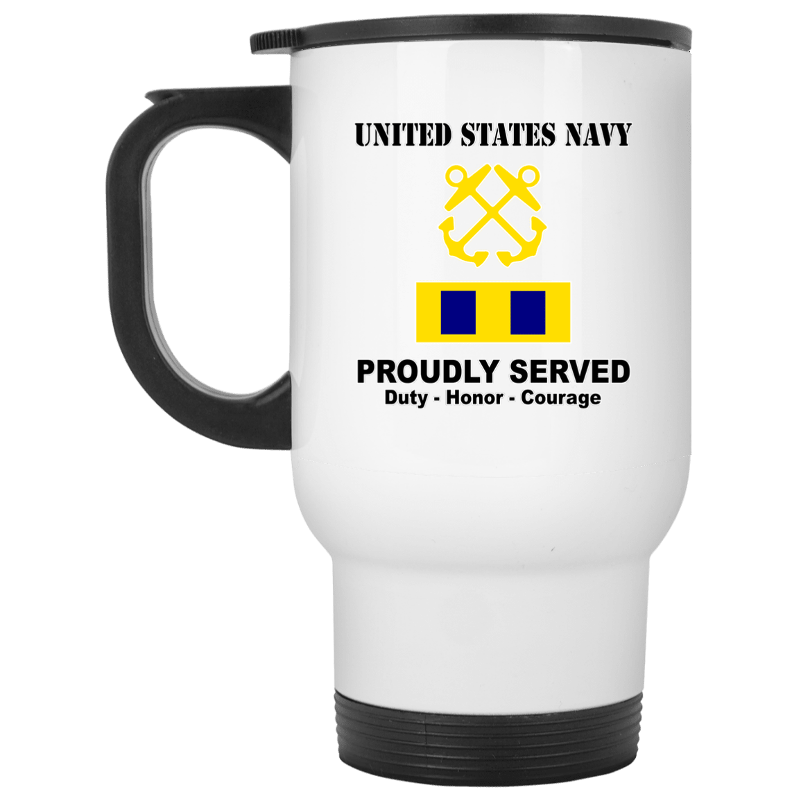 US Navy W-3 Chief Warrant Officer 3 W3 CW3 Warrant Officer Ranks Tshirt White Coffee Mug - Stainless Travel Mug-Mug-Navy-Officer-Veterans Nation