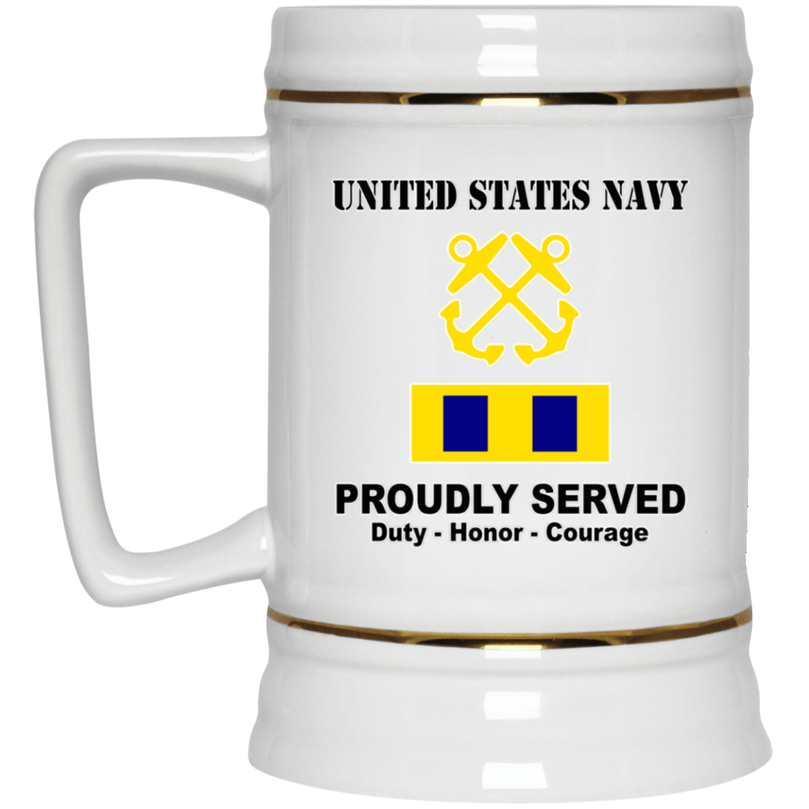 US Navy W-3 Chief Warrant Officer 3 W3 CW3 Warrant Officer Ranks Tshirt White Coffee Mug - Stainless Travel Mug-Mug-Navy-Officer-Veterans Nation