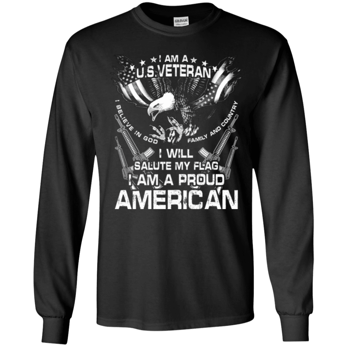 Military T-Shirt "I WILL SALUTE MY FLAG PROUD AMERICAN"-TShirt-General-Veterans Nation