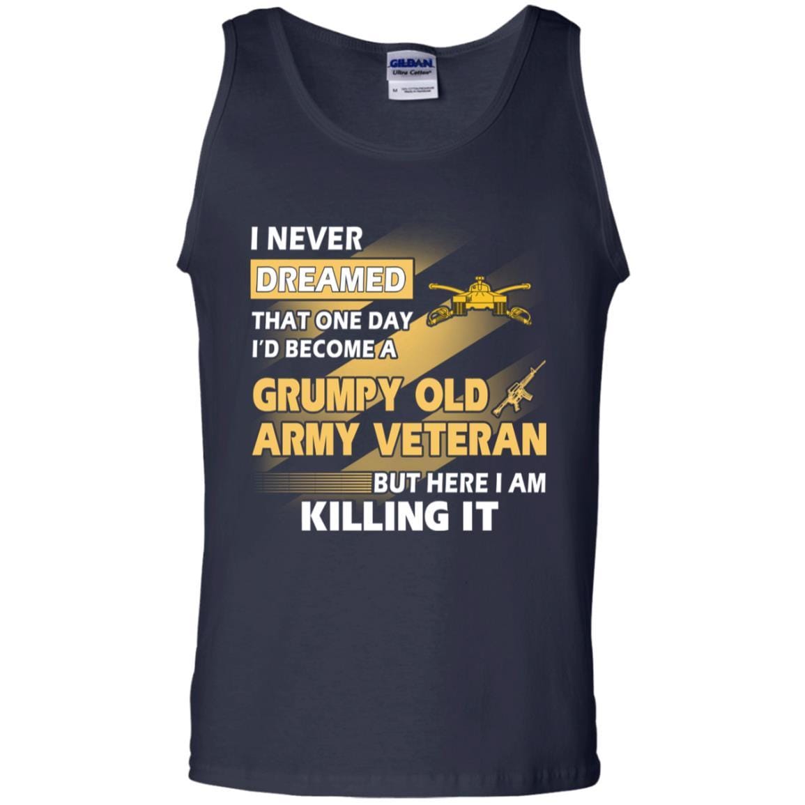 US Army T-Shirt "Armor Grumpy Old Veteran" On Front-TShirt-Army-Veterans Nation