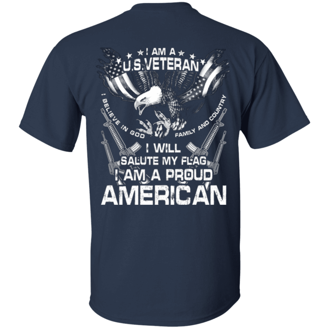 Military T-Shirt "Veteran - I Will Salute My Flag Proud American"-TShirt-General-Veterans Nation