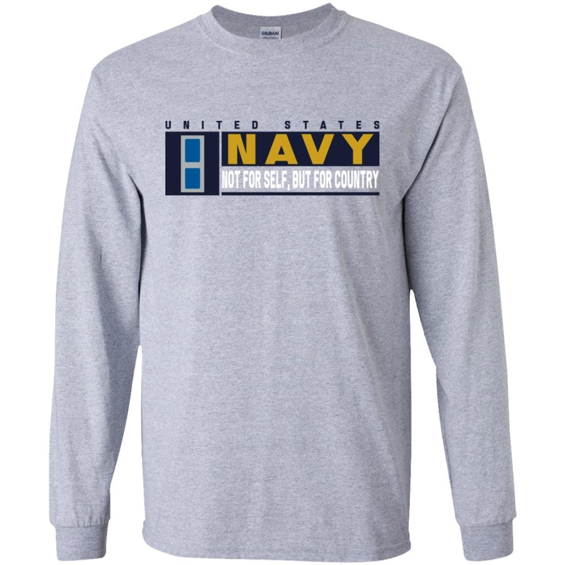 US Navy W-3 Chief Warrant Officer Not For Self, But For Country Long Sleeve - Pullover Hoodie-TShirt-Navy-Veterans Nation