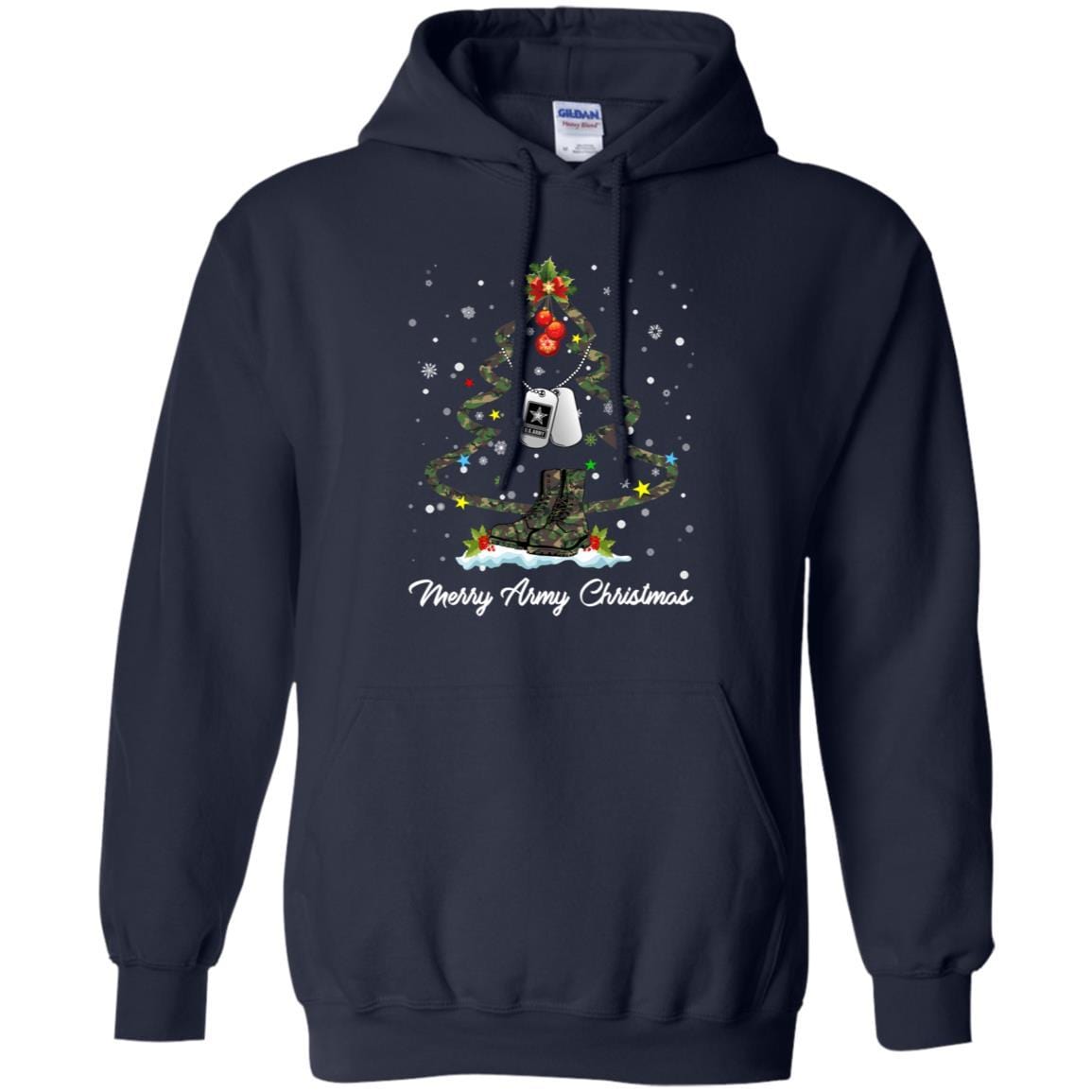 Merry Army Christmas T-Shirt For Men On Front-TShirt-Army-Veterans Nation
