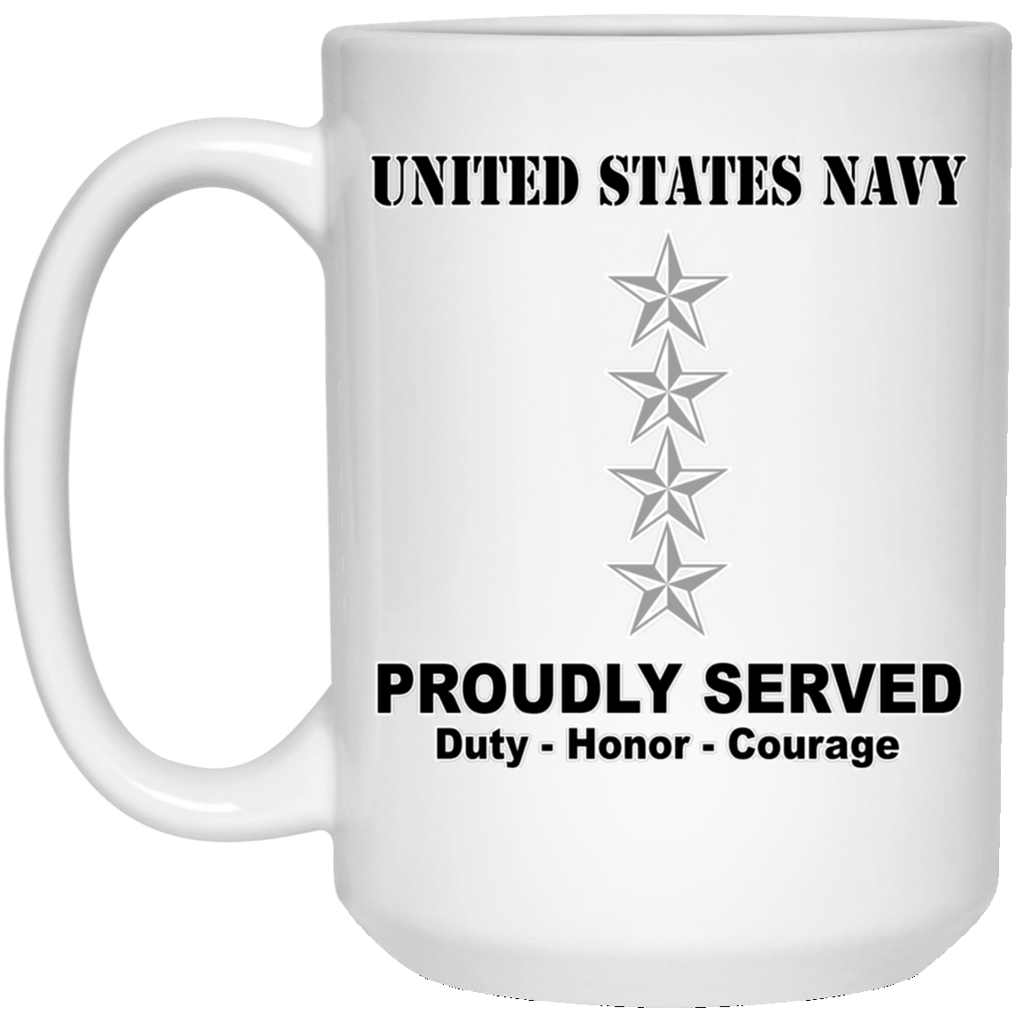 US Navy O-10 Admiral O10 ADM Flag Officer Ranks T shirt White Coffee Mug - Stainless Travel Mug-Mug-Navy-Officer-Veterans Nation