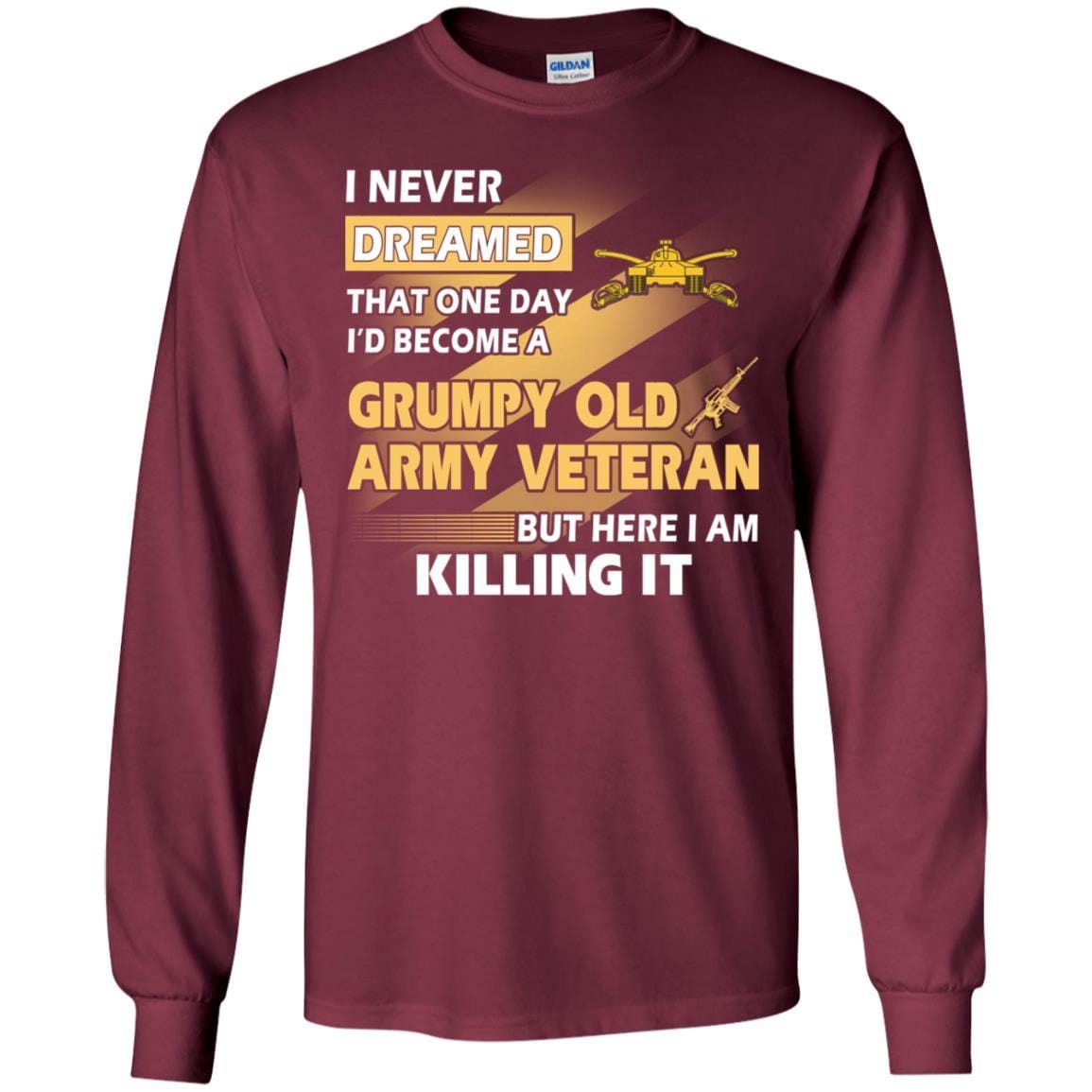 US Army T-Shirt "Armor Grumpy Old Veteran" On Front-TShirt-Army-Veterans Nation